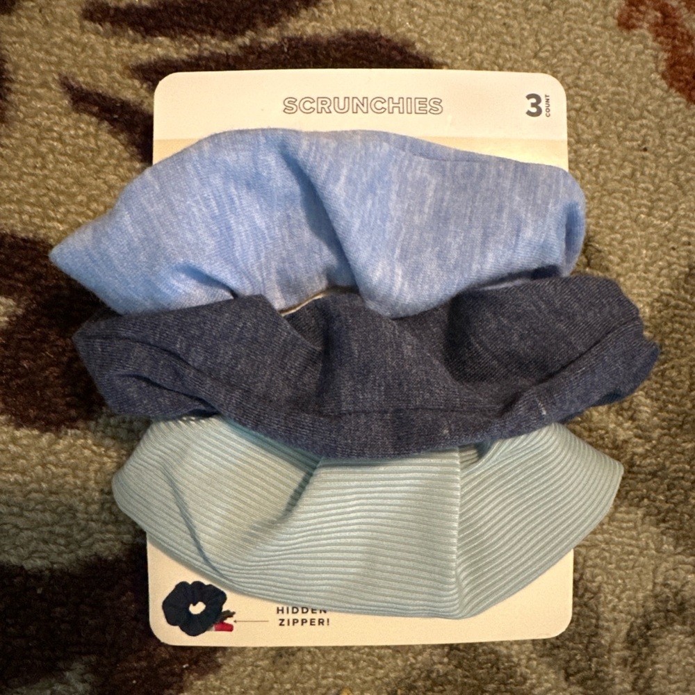 Made For Retail 3 Count Scrunchies With Hidden Zipper